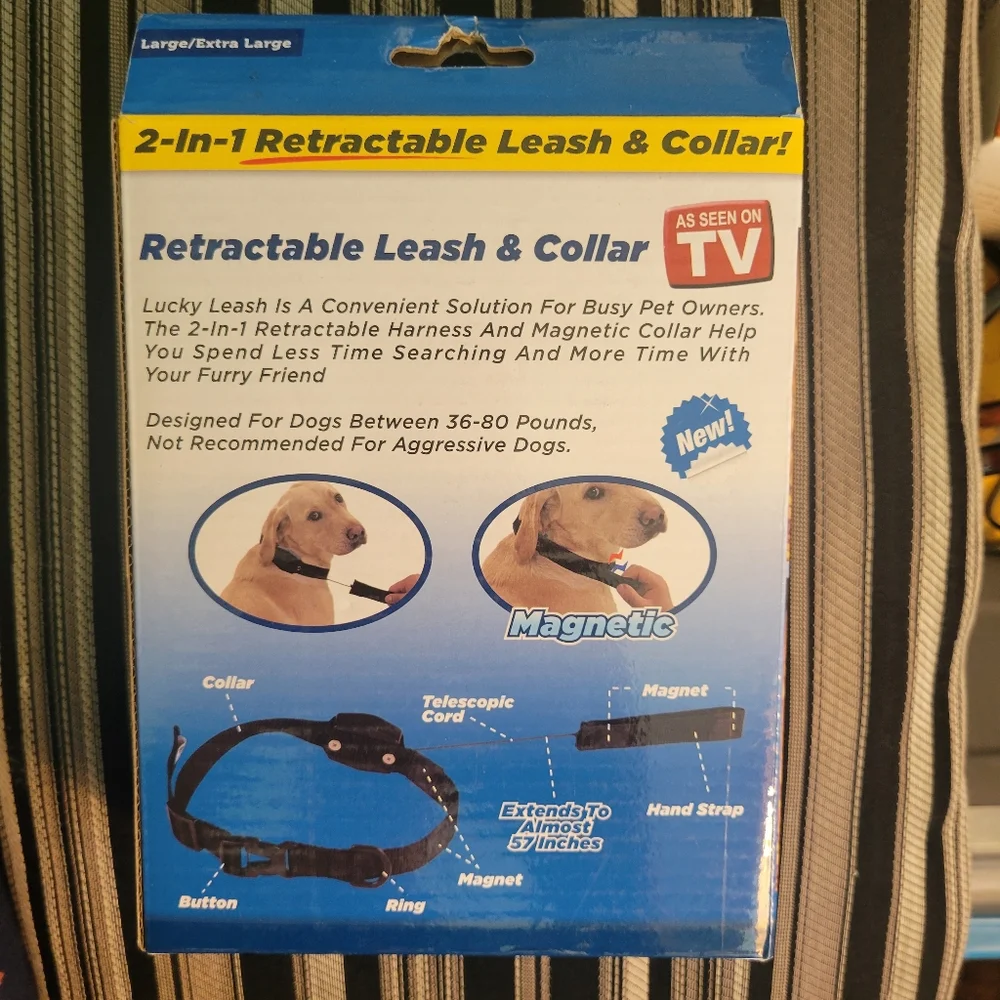 2-In-1 Retractable Dog Collar/leash - Size LARGE-XLG. NIB.